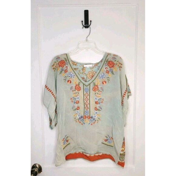 Karyn Seo Tunic Top Womens XL Embroidered Floral Fairycore Boho Artsy Blouse - Picture 1 of 6